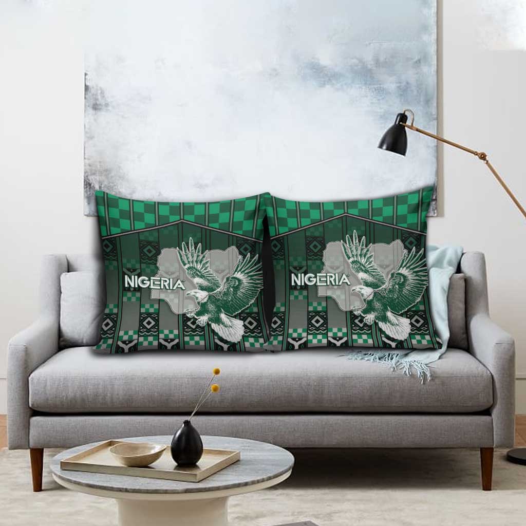 Nigeria Pillow Cover Eagle With Tribal Patterns