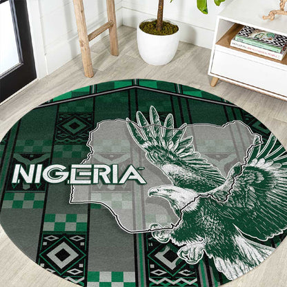 Nigeria Round Carpet Eagle With Tribal Patterns