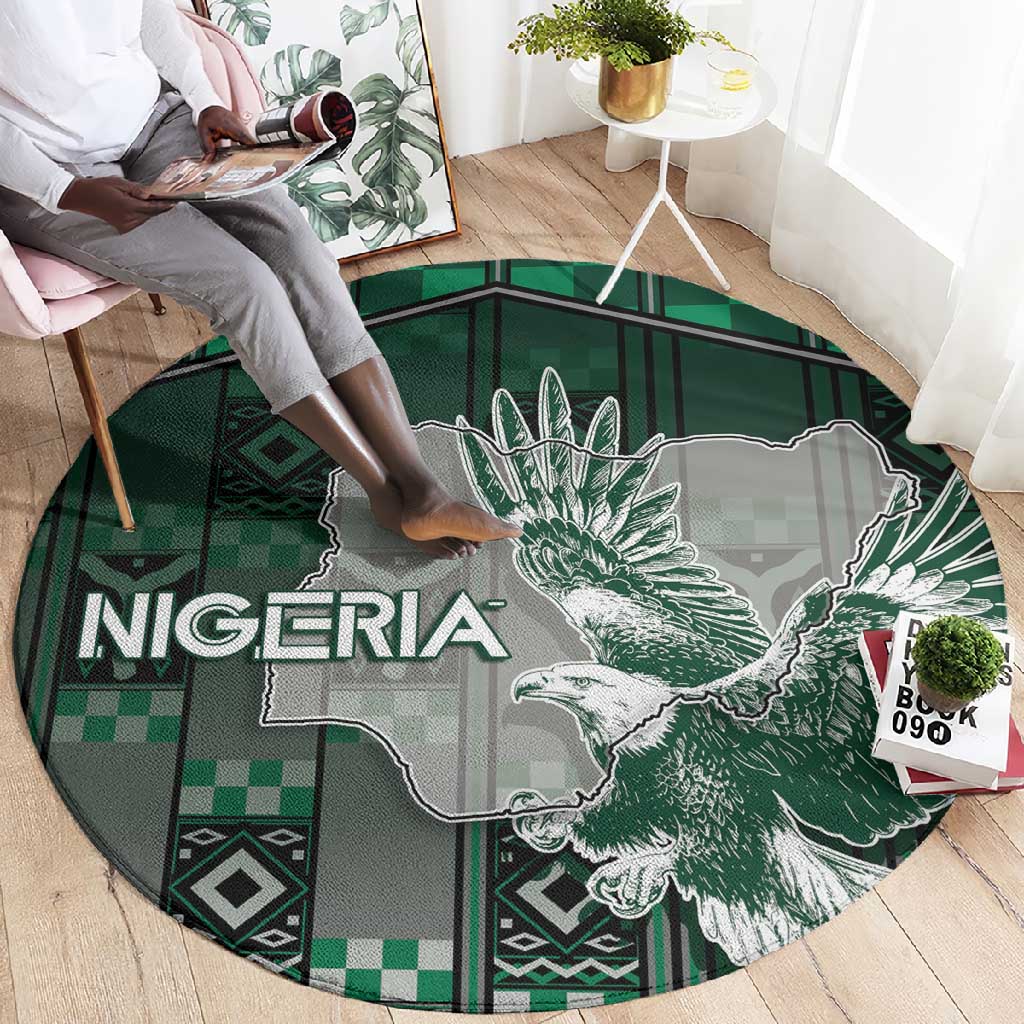 Nigeria Round Carpet Eagle With Tribal Patterns