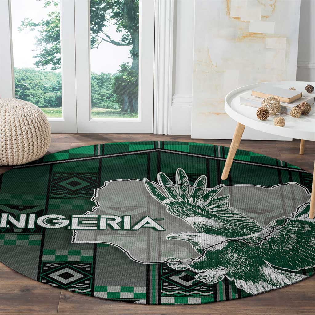 Nigeria Round Carpet Eagle With Tribal Patterns