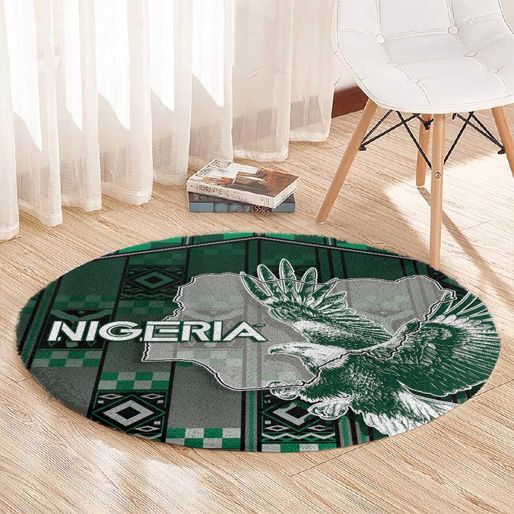 Nigeria Round Carpet Eagle With Tribal Patterns
