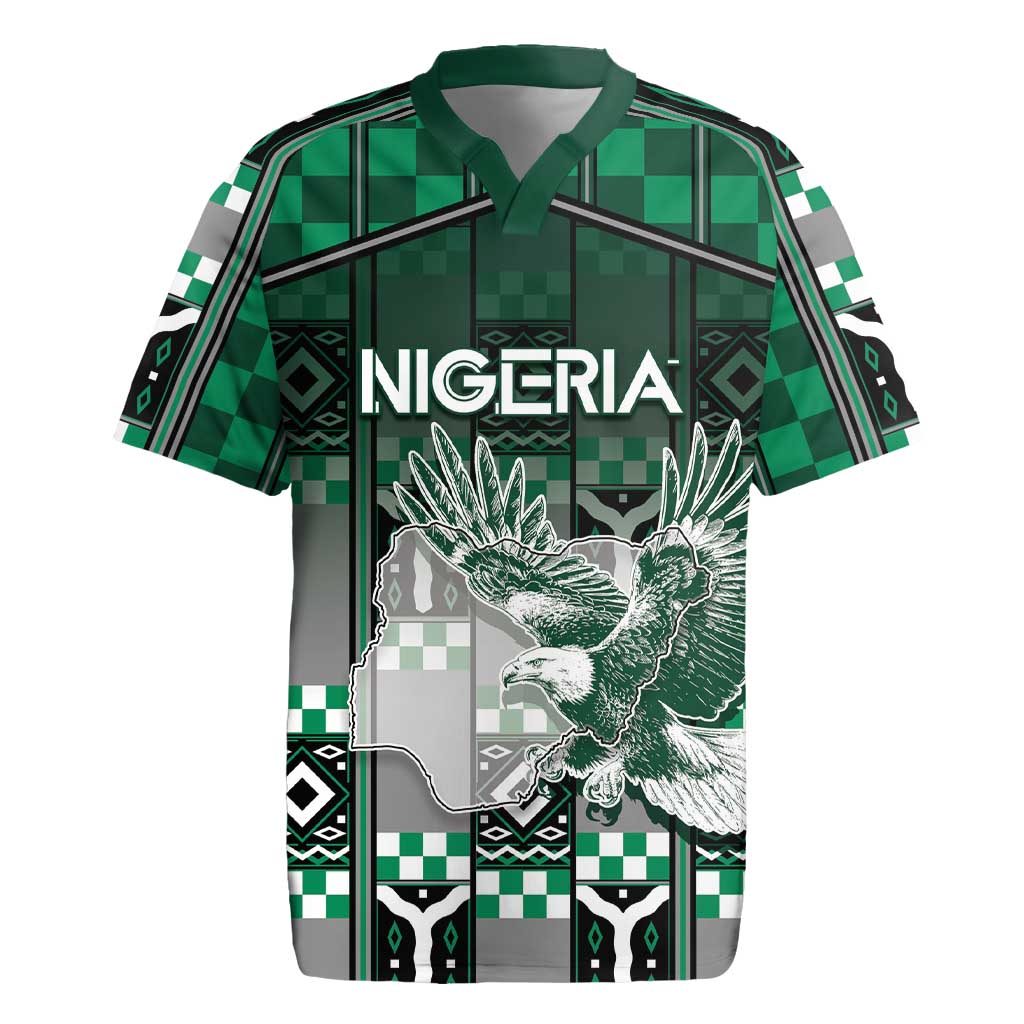 Personalized Nigeria Rugby Jersey Eagle With Tribal Patterns