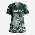 Personalized Nigeria Scrub Top Eagle With Tribal Patterns