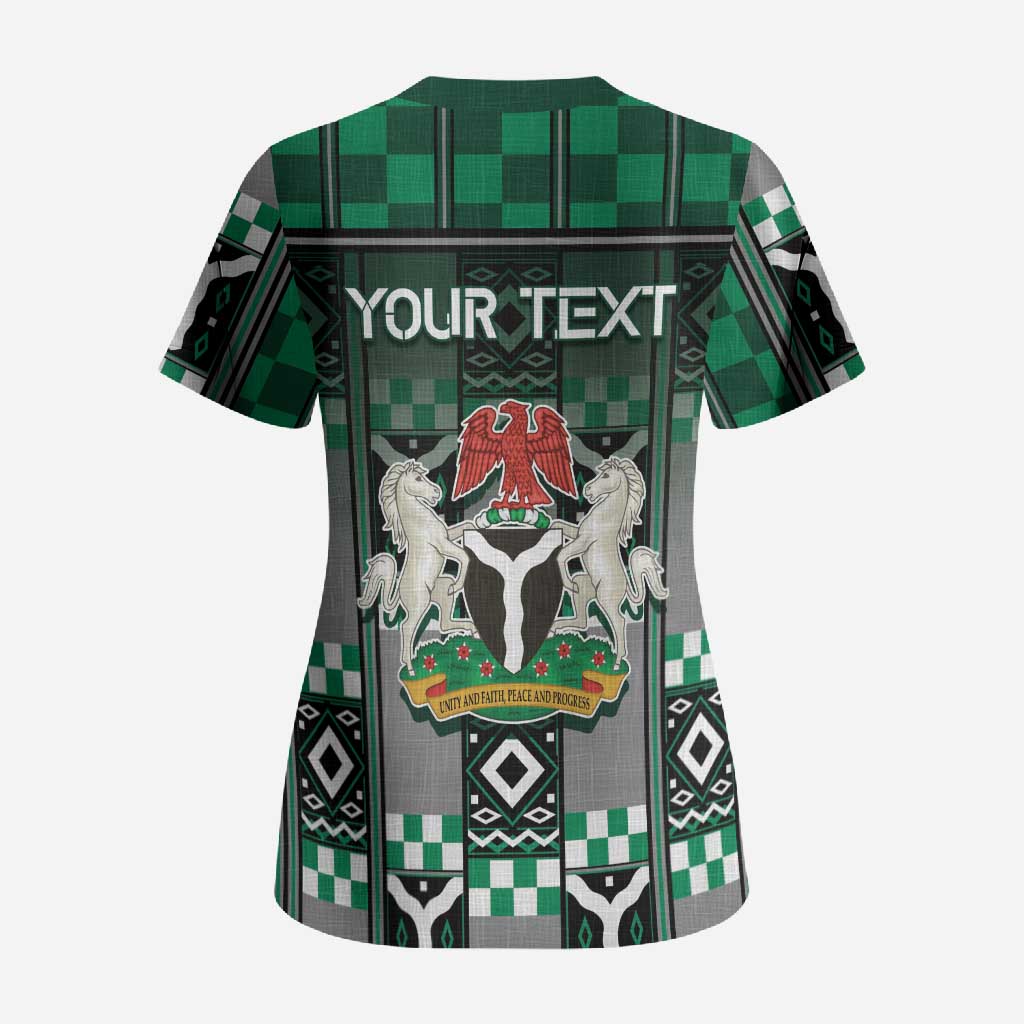 Personalized Nigeria Scrub Top Eagle With Tribal Patterns