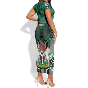 Personalized Nigeria Short Sleeve Bodycon Dress Eagle With Tribal Patterns