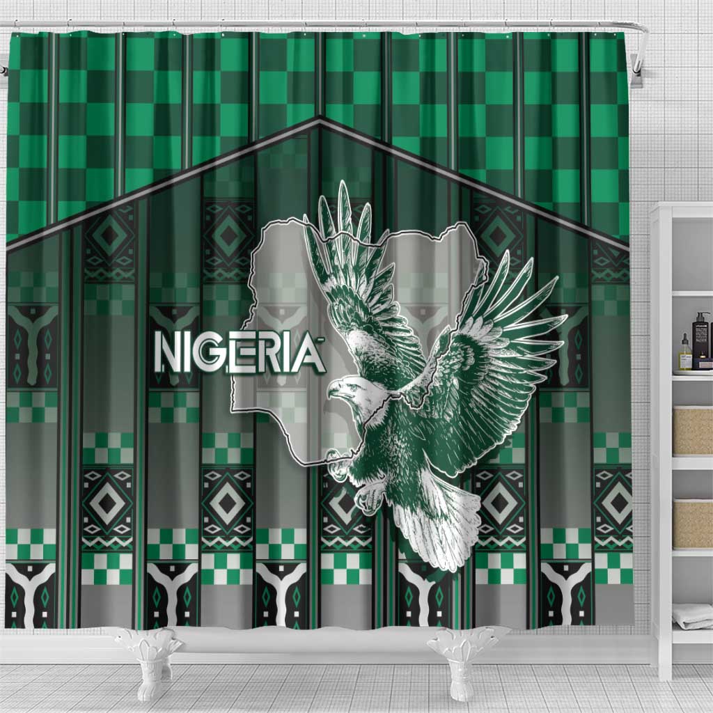 Nigeria Shower Curtain Eagle With Tribal Patterns