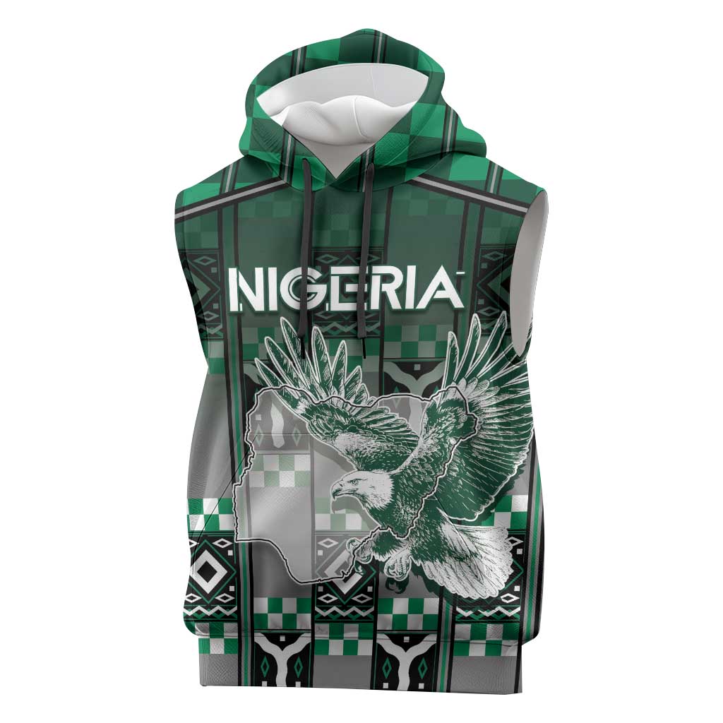 Personalized Nigeria Sleeveless Hoodie Eagle With Tribal Patterns
