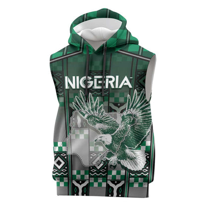 Personalized Nigeria Sleeveless Hoodie Eagle With Tribal Patterns