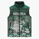 Personalized Nigeria Sleeveless Puffer Jacket Eagle With Tribal Patterns