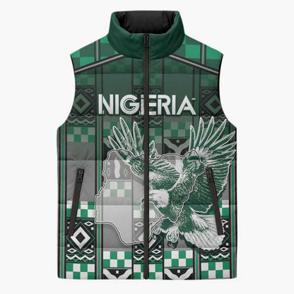 Personalized Nigeria Sleeveless Puffer Jacket Eagle With Tribal Patterns