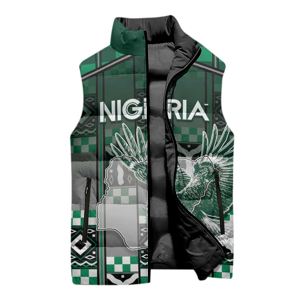 Personalized Nigeria Sleeveless Puffer Jacket Eagle With Tribal Patterns