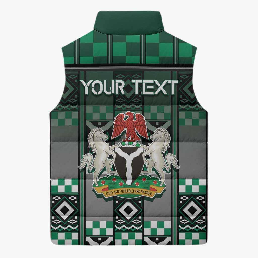 Personalized Nigeria Sleeveless Puffer Jacket Eagle With Tribal Patterns