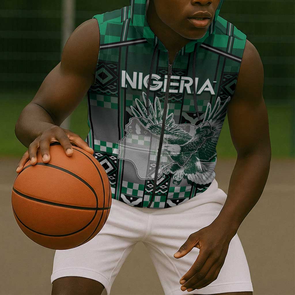 Personalized Nigeria Sleeveless Zip Hoodie Eagle With Tribal Patterns