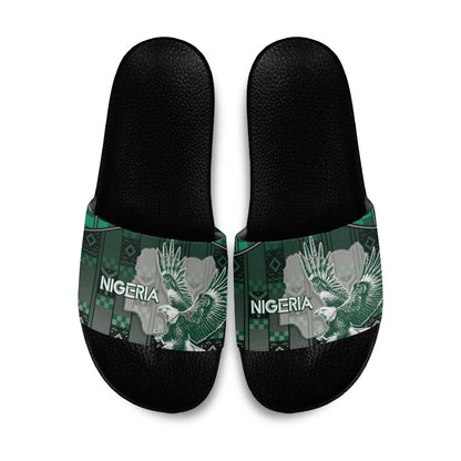 Nigeria Slide Sandals Eagle With Tribal Patterns