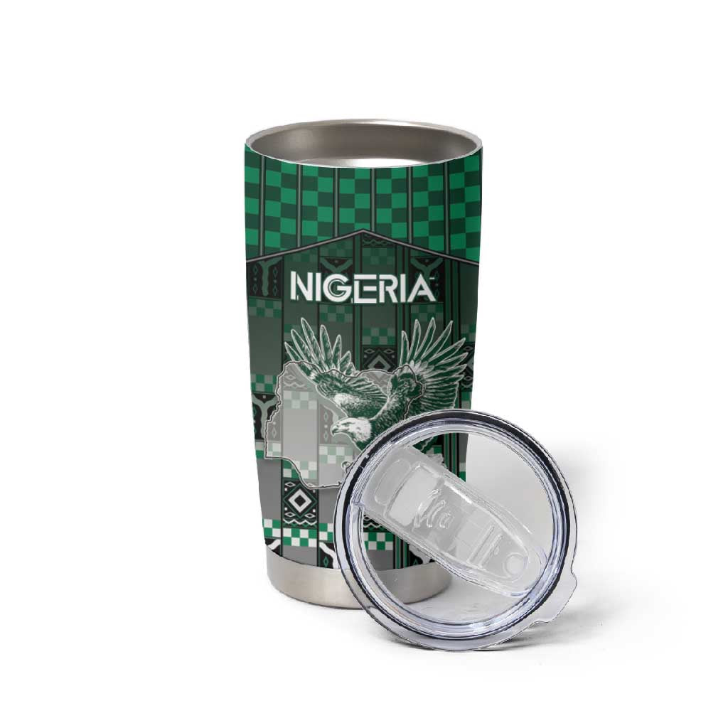 Personalized Nigeria Tumbler Cup Eagle With Tribal Patterns
