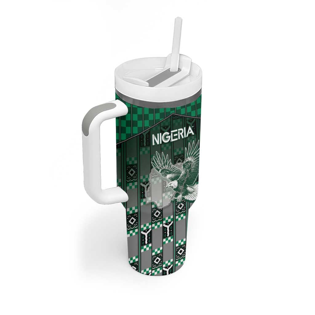 Personalized Nigeria Tumbler With Handle Eagle With Tribal Patterns