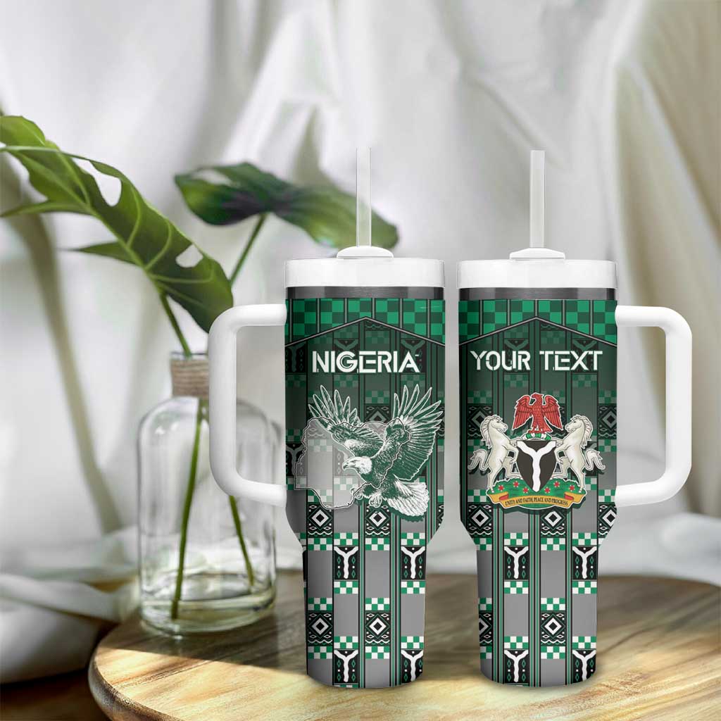 Personalized Nigeria Tumbler With Handle Eagle With Tribal Patterns