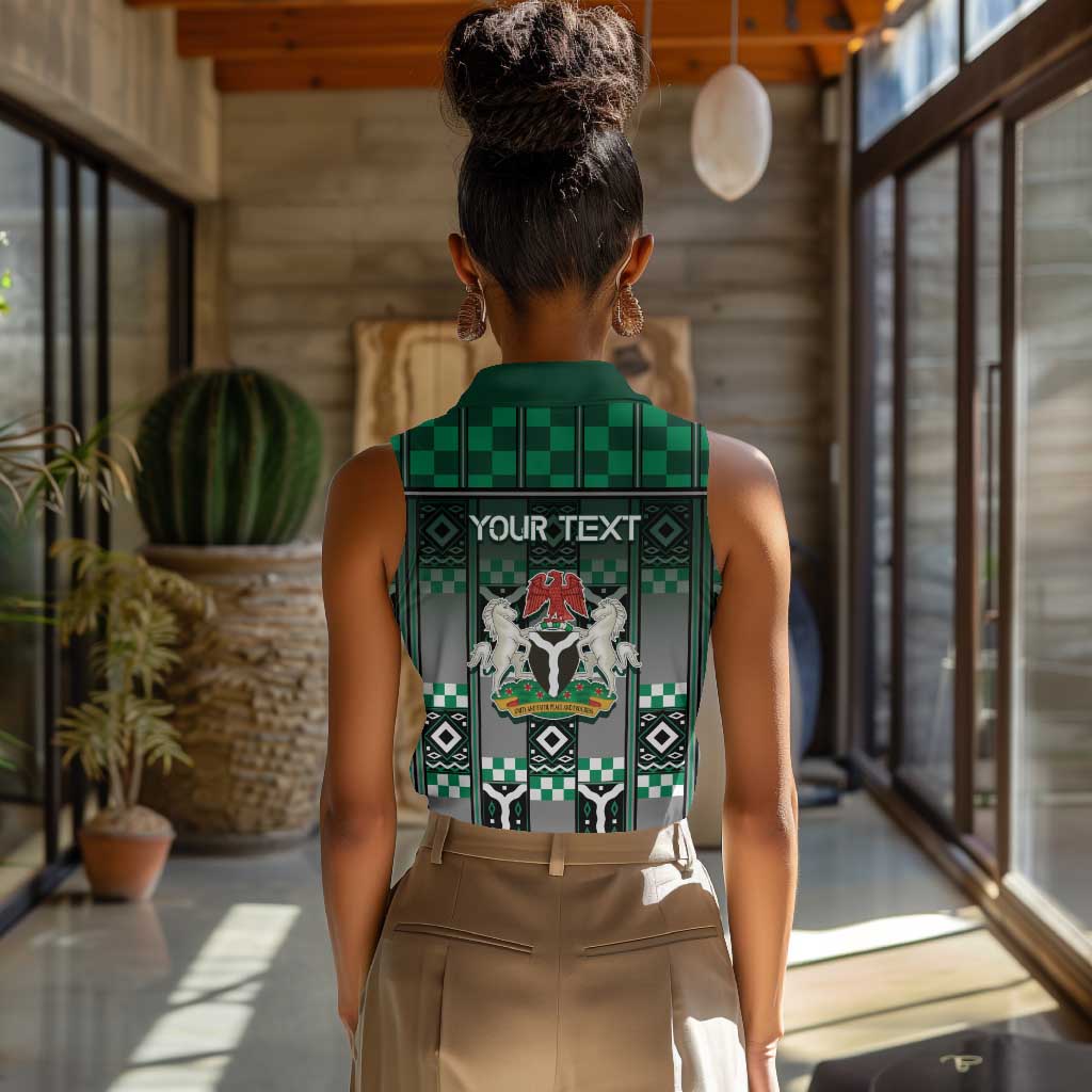 Personalized Nigeria Women Sleeveless Polo Shirt Eagle With Tribal Patterns