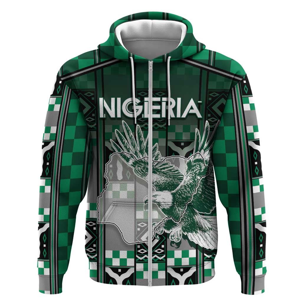 Personalized Nigeria Zip Hoodie Eagle With Tribal Patterns