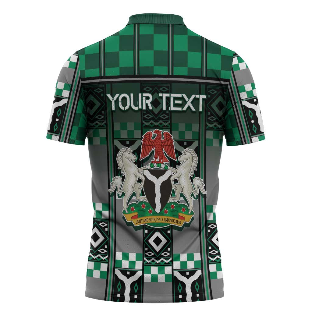 Personalized Nigeria Zipper Polo Shirt Eagle With Tribal Patterns