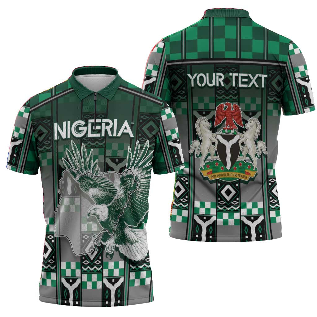 Personalized Nigeria Zipper Polo Shirt Eagle With Tribal Patterns