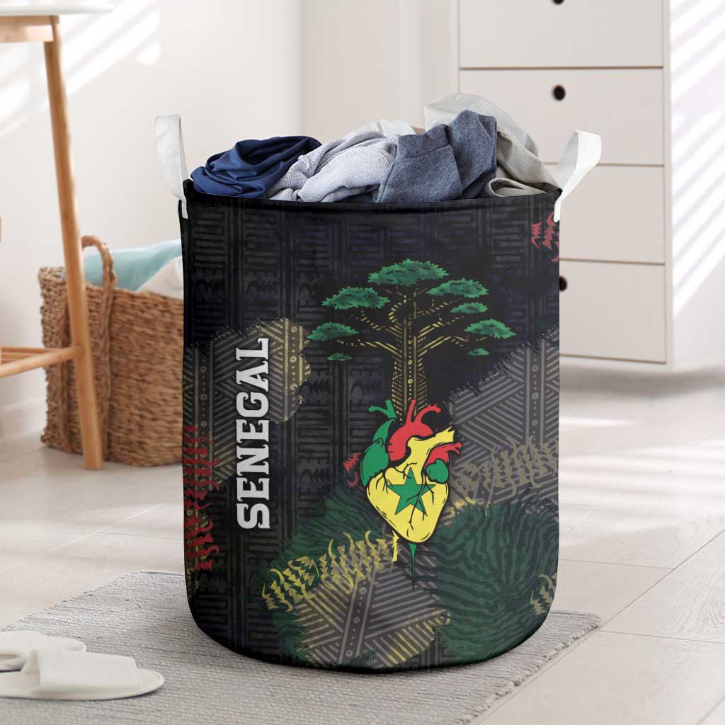 Senegal Laundry Basket Heart Baobab Art Grunge Style