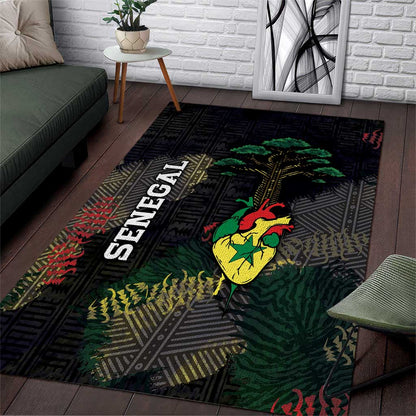 Senegal Area Rug Heart Baobab Art Grunge Style
