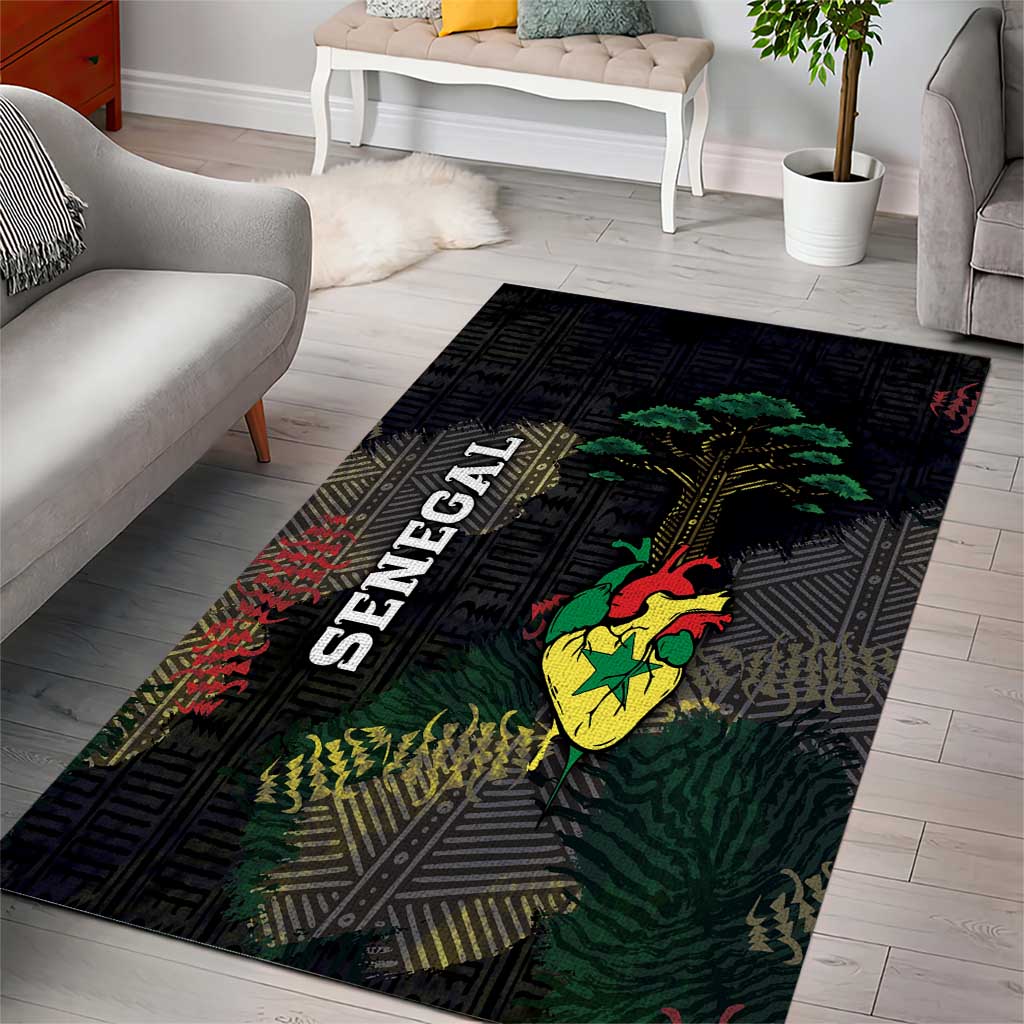 Senegal Area Rug Heart Baobab Art Grunge Style