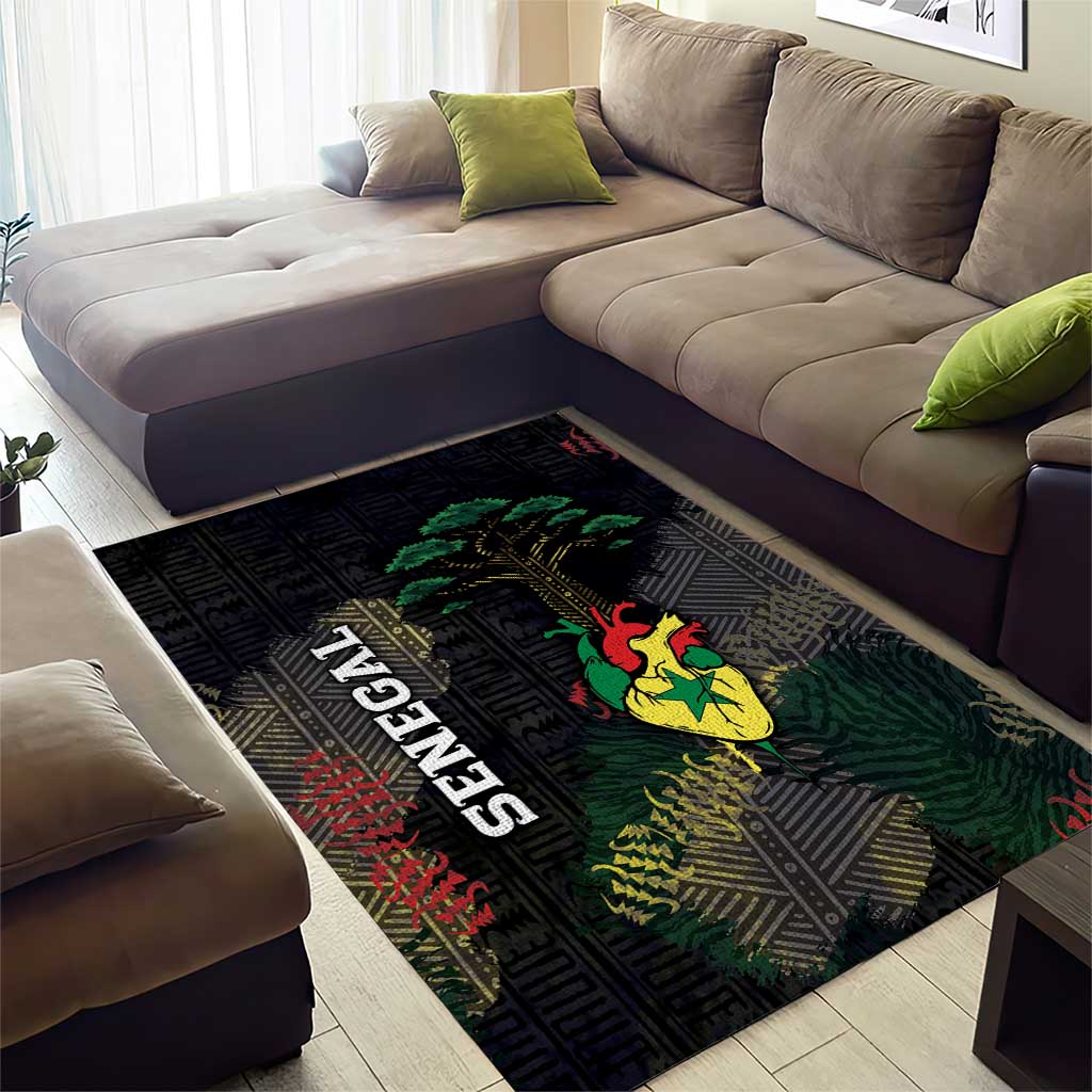 Senegal Area Rug Heart Baobab Art Grunge Style