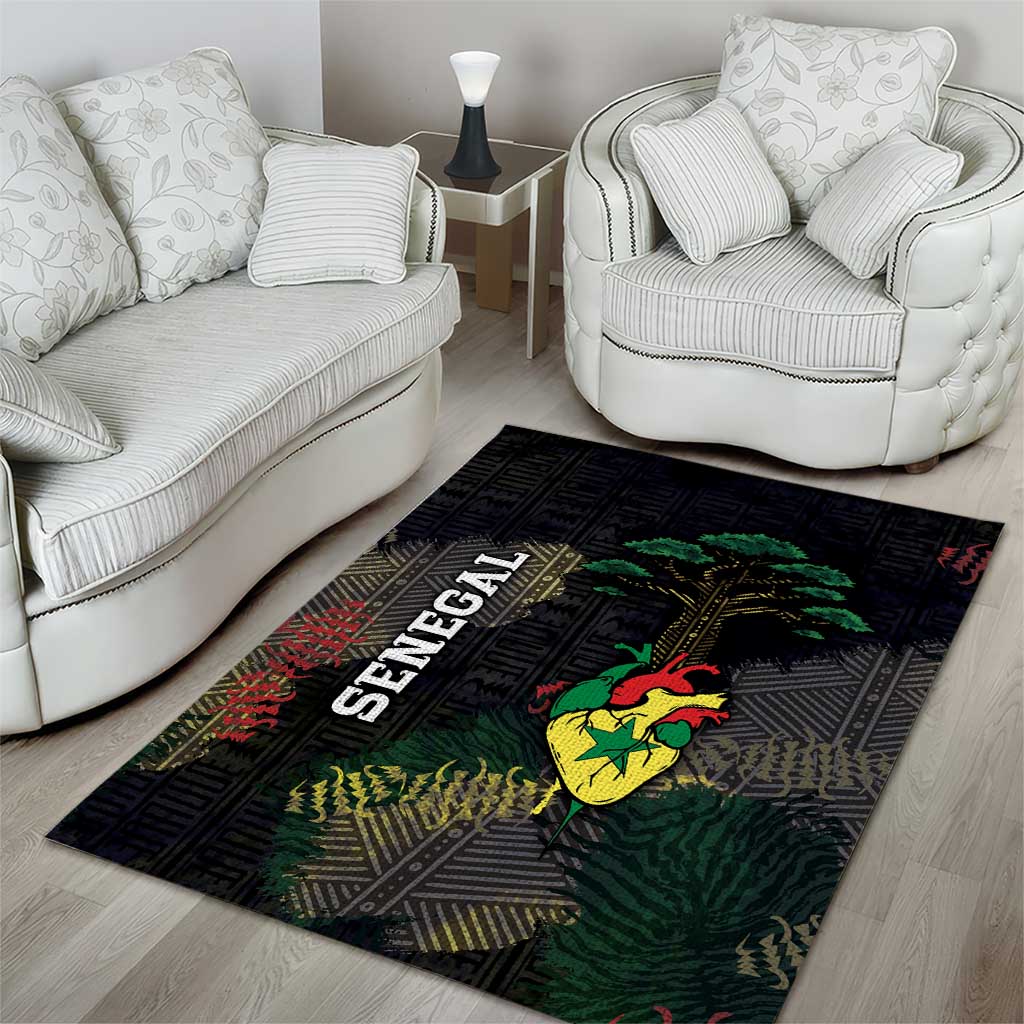 Senegal Area Rug Heart Baobab Art Grunge Style