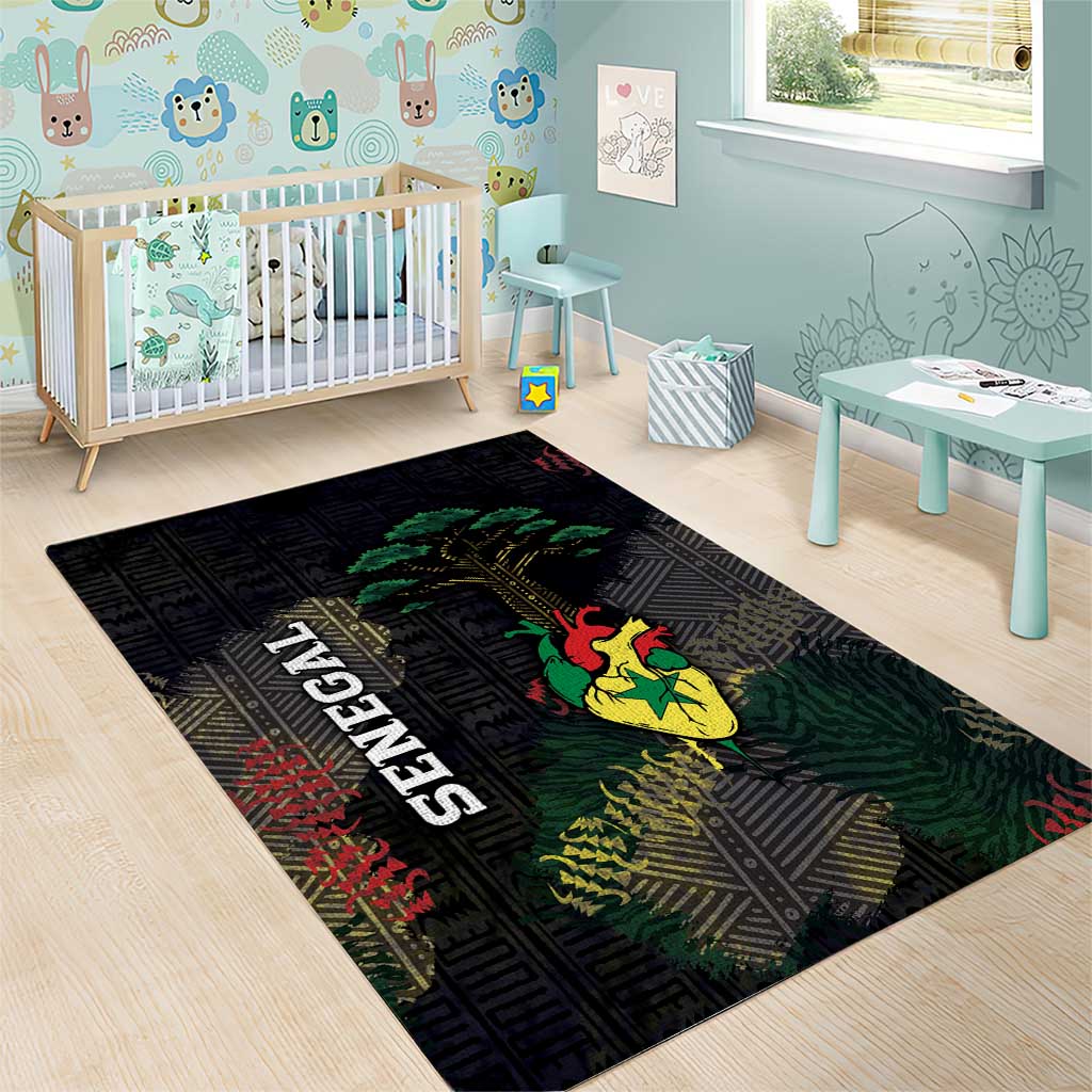 Senegal Area Rug Heart Baobab Art Grunge Style