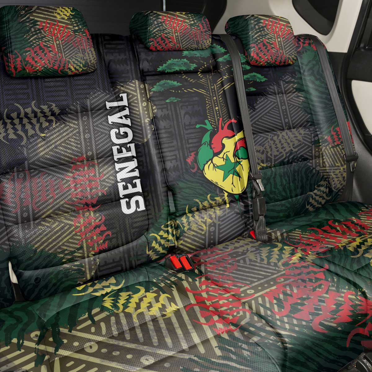 Senegal Back Car Seat Cover Heart Baobab Art Grunge Style