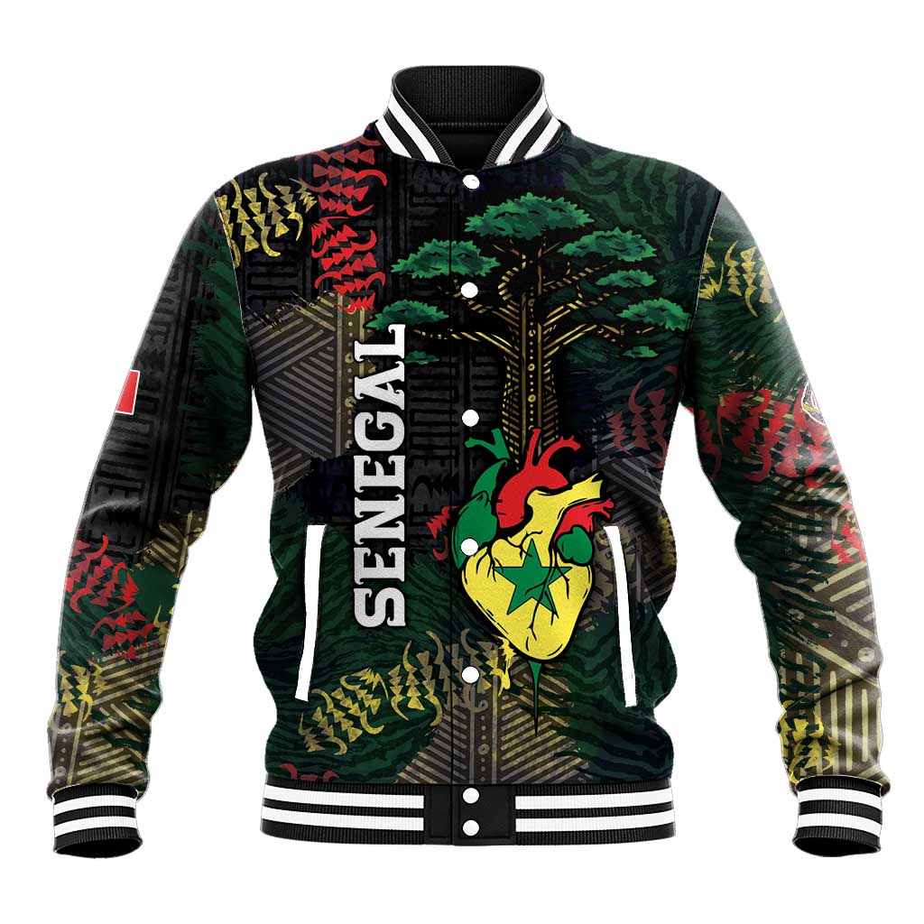 Personalized Senegal Baseball Jacket Heart Baobab Art Grunge Style