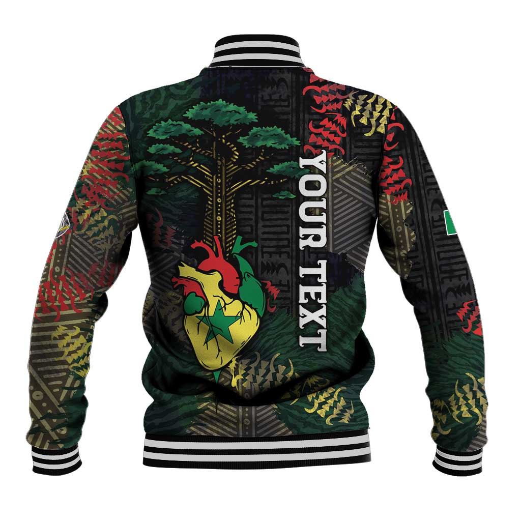 Personalized Senegal Baseball Jacket Heart Baobab Art Grunge Style