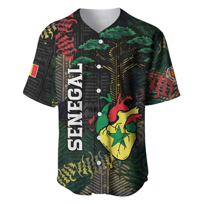 Personalized Senegal Baseball Jersey Heart Baobab Art Grunge Style