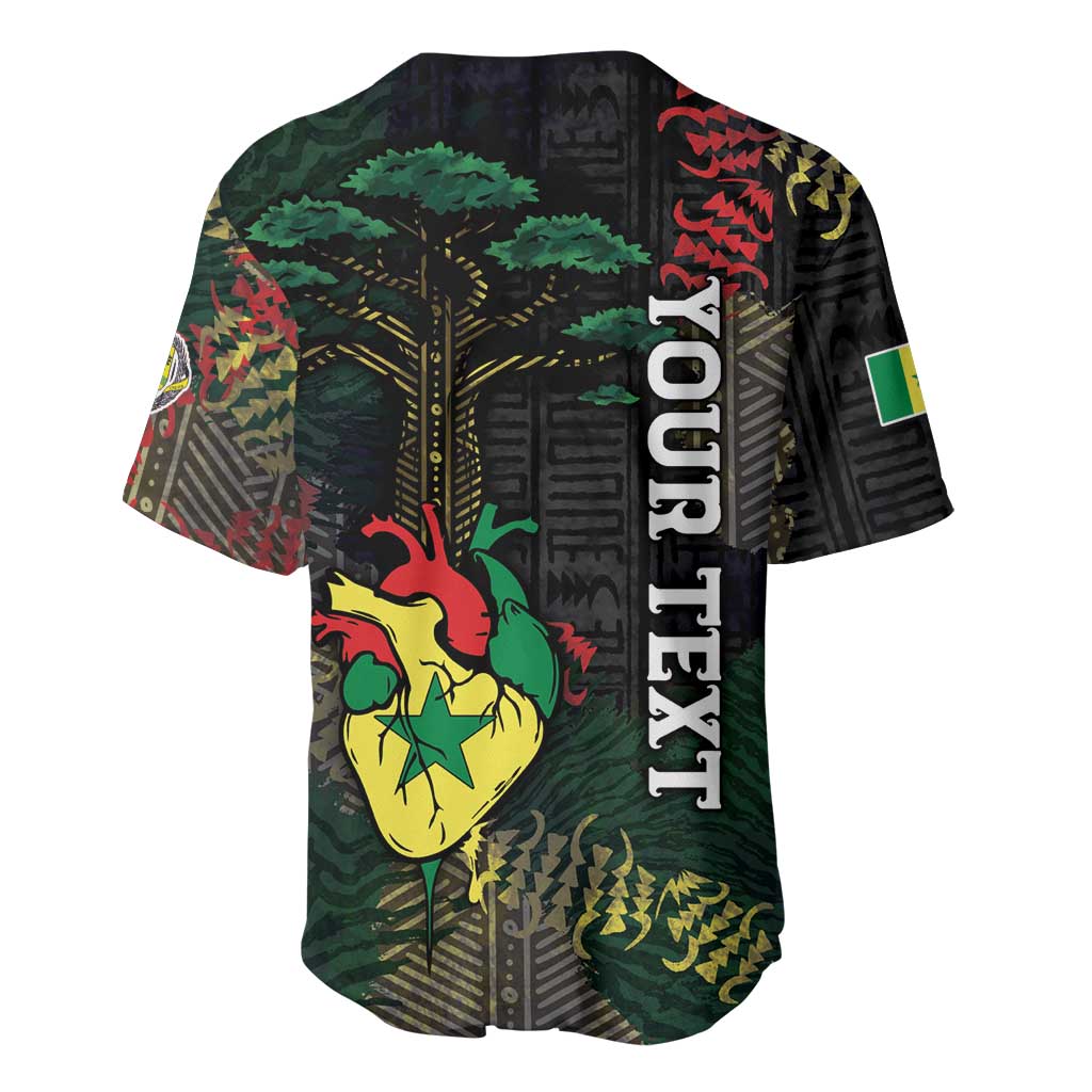 Personalized Senegal Baseball Jersey Heart Baobab Art Grunge Style