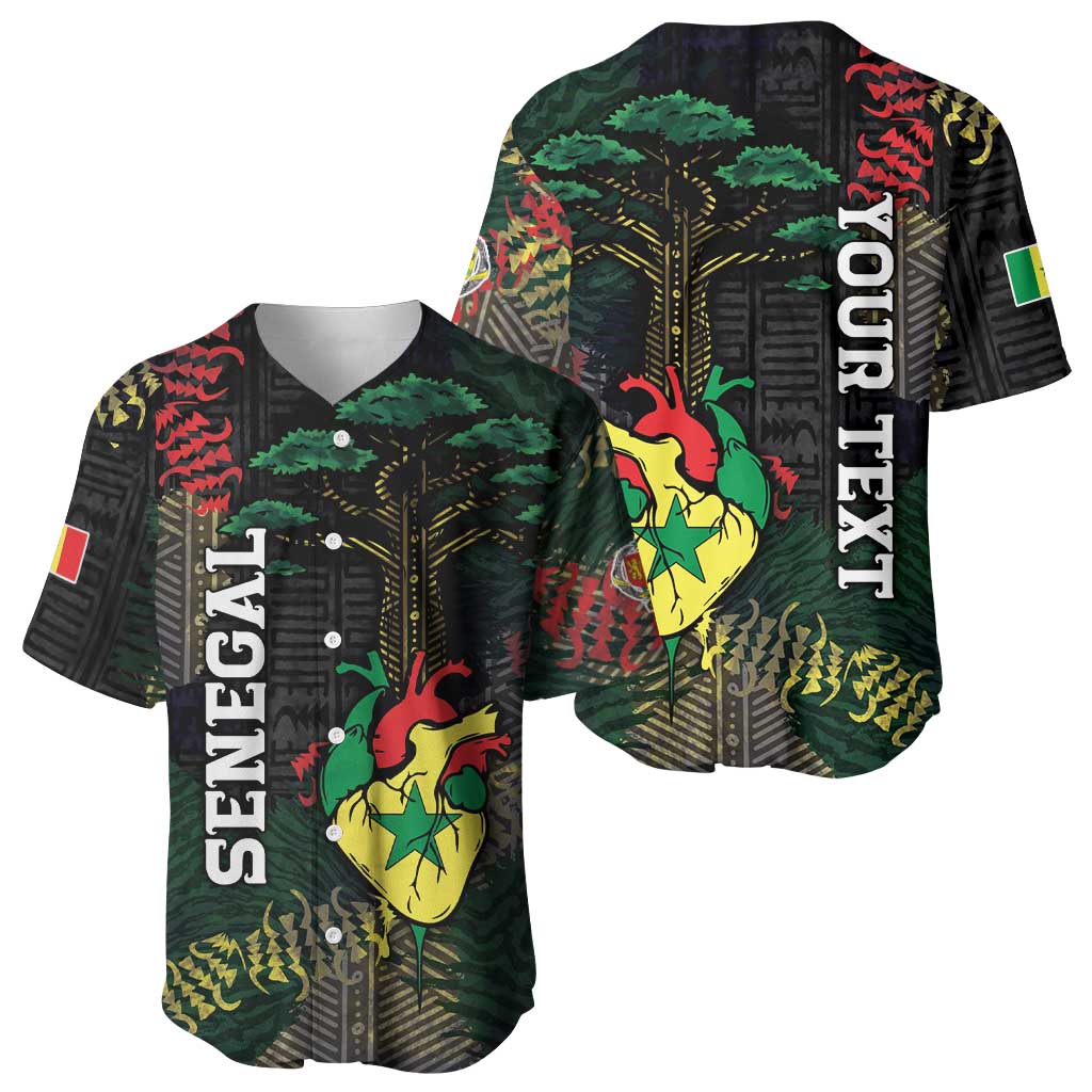 Personalized Senegal Baseball Jersey Heart Baobab Art Grunge Style