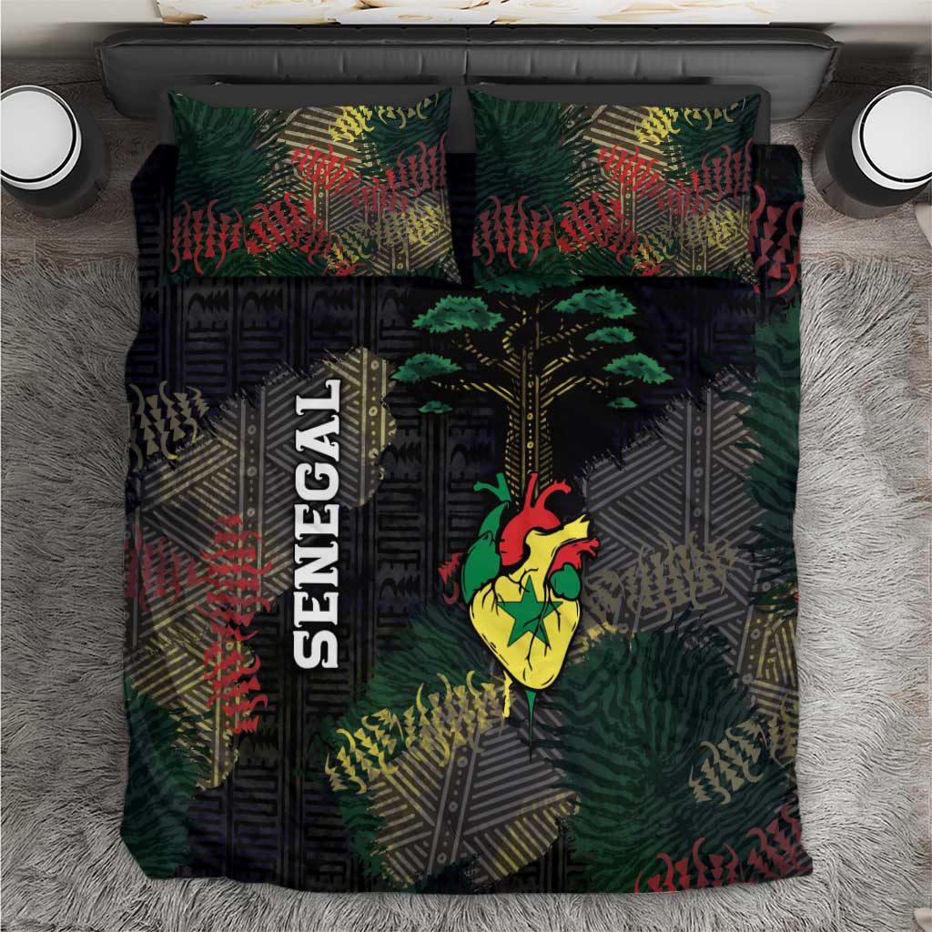 Senegal Bedding Set Heart Baobab Art Grunge Style
