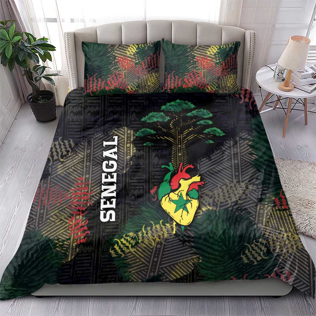 Senegal Bedding Set Heart Baobab Art Grunge Style