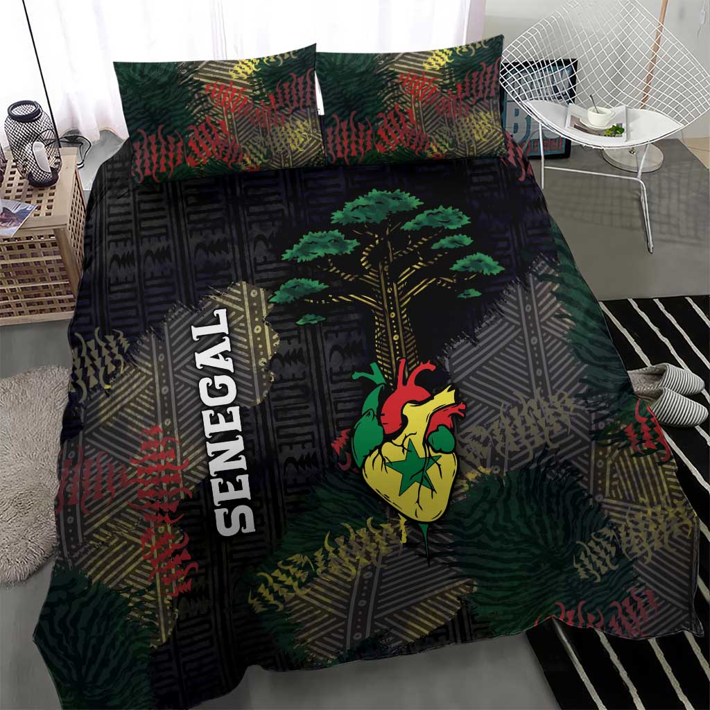 Senegal Bedding Set Heart Baobab Art Grunge Style
