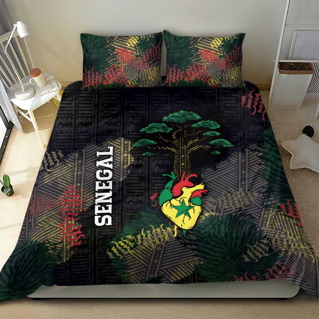 Senegal Bedding Set Heart Baobab Art Grunge Style