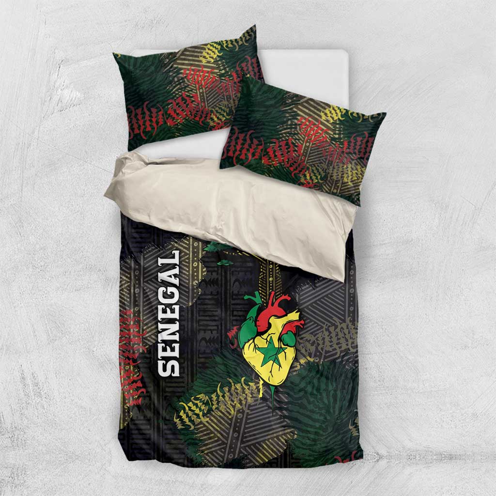 Senegal Bedding Set Heart Baobab Art Grunge Style