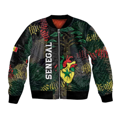Personalized Senegal Bomber Jacket Heart Baobab Art Grunge Style