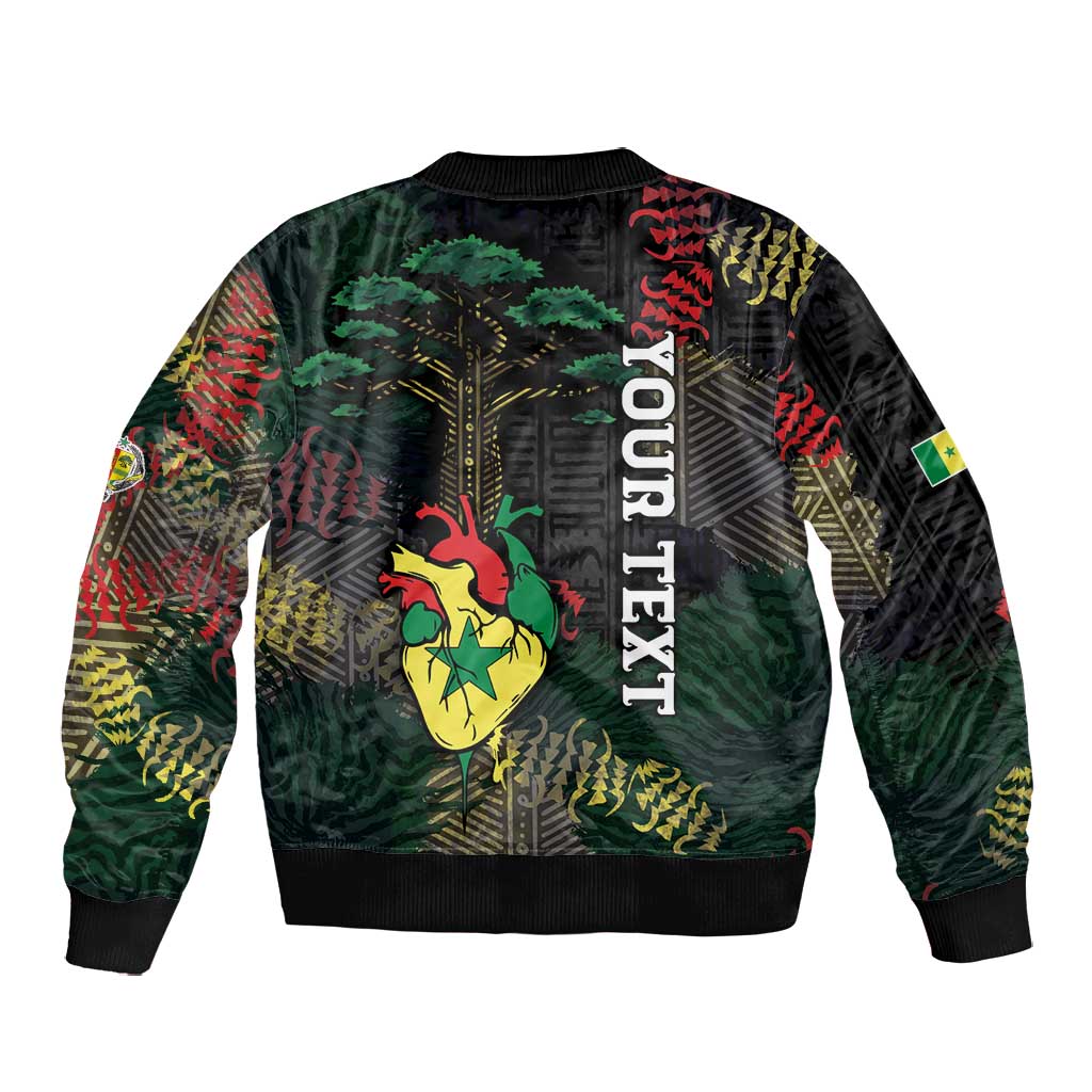 Personalized Senegal Bomber Jacket Heart Baobab Art Grunge Style