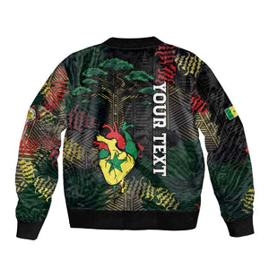 Personalized Senegal Bomber Jacket Heart Baobab Art Grunge Style