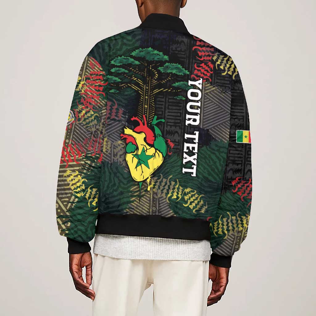 Personalized Senegal Bomber Jacket Heart Baobab Art Grunge Style