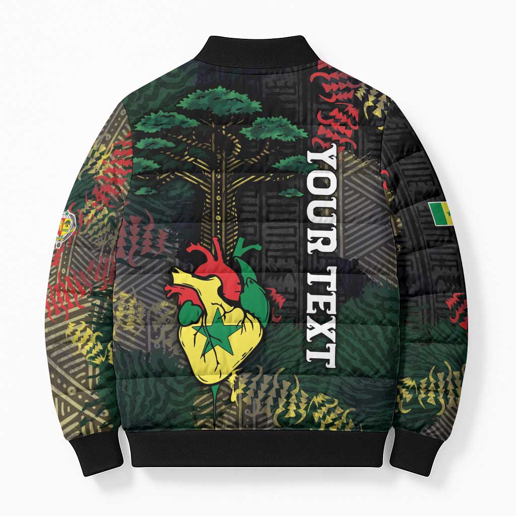 Personalized Senegal Bomber Puffer Jacket Heart Baobab Art Grunge Style