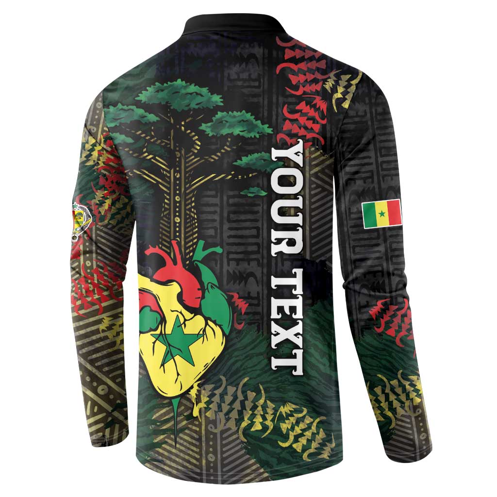 Personalized Senegal Button Sweatshirt Heart Baobab Art Grunge Style