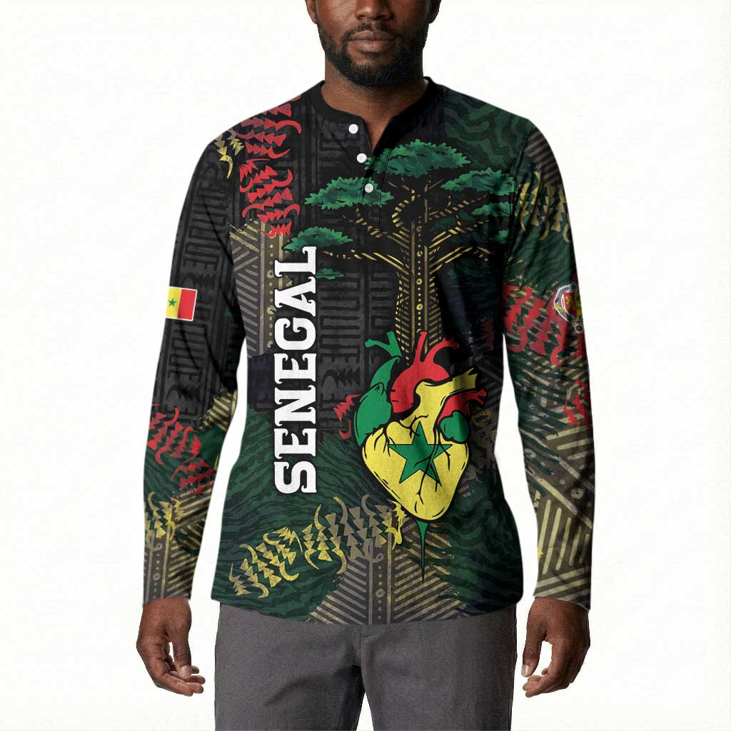 Personalized Senegal Button Sweatshirt Heart Baobab Art Grunge Style