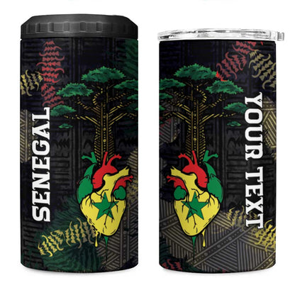 Personalized Senegal 4 in 1 Can Cooler Tumbler Heart Baobab Art Grunge Style